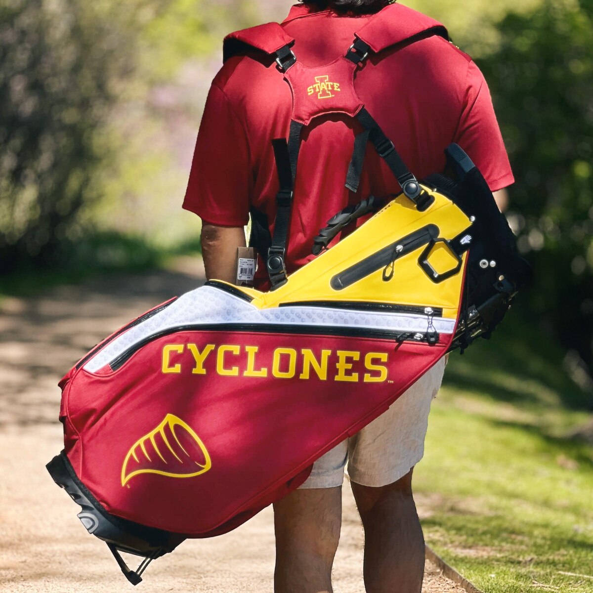 I-State Cyclones Cardinal & Gold Back Nine Stand Golf Bag